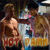 shadowhunters: jace & alec shirtless, text: hot damn